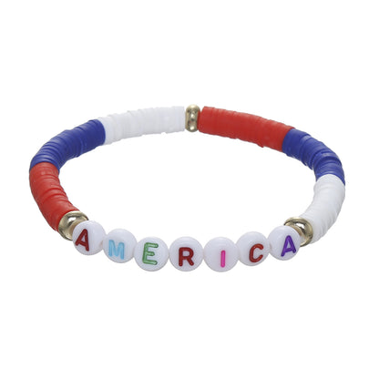 Wholesale Jewelry Ethnic Style Letter American Flag Soft Clay Bracelets