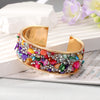 Wholesale Jewelry Ethnic Style Color Block Alloy Natural Stone Inlay Bangle