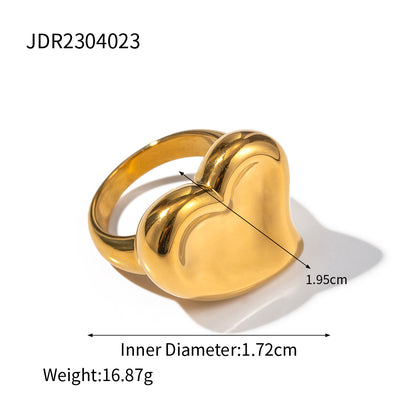 Simple Style Heart Shape Stainless Steel Plating 18k Gold Plated Rings