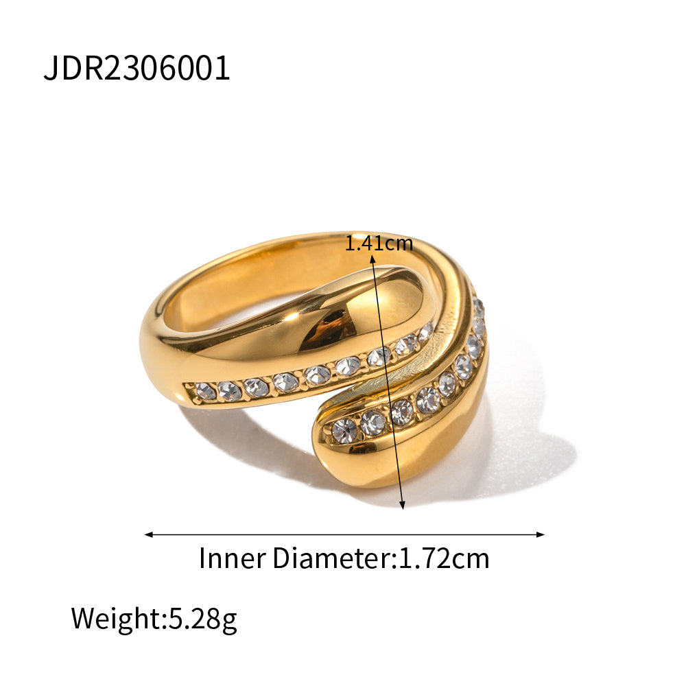 Commute Water Droplets Stainless Steel Plating 18k Gold Plated Rings