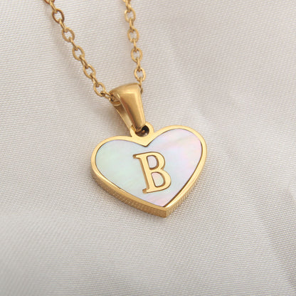 Casual Letter Stainless Steel Plating Inlay Shell Gold Plated Pendant Necklace