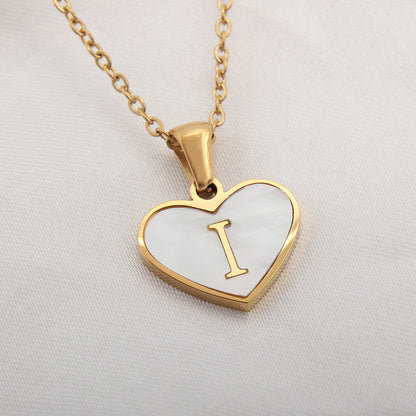 Casual Letter Stainless Steel Plating Inlay Shell Gold Plated Pendant Necklace