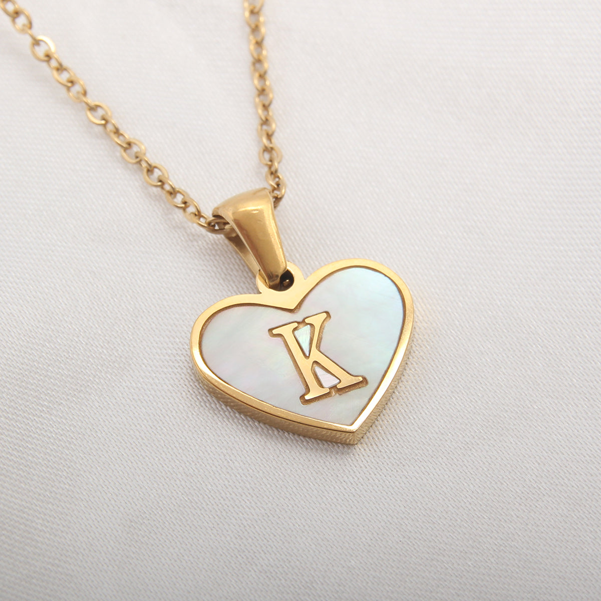 Casual Letter Stainless Steel Plating Inlay Shell Gold Plated Pendant Necklace