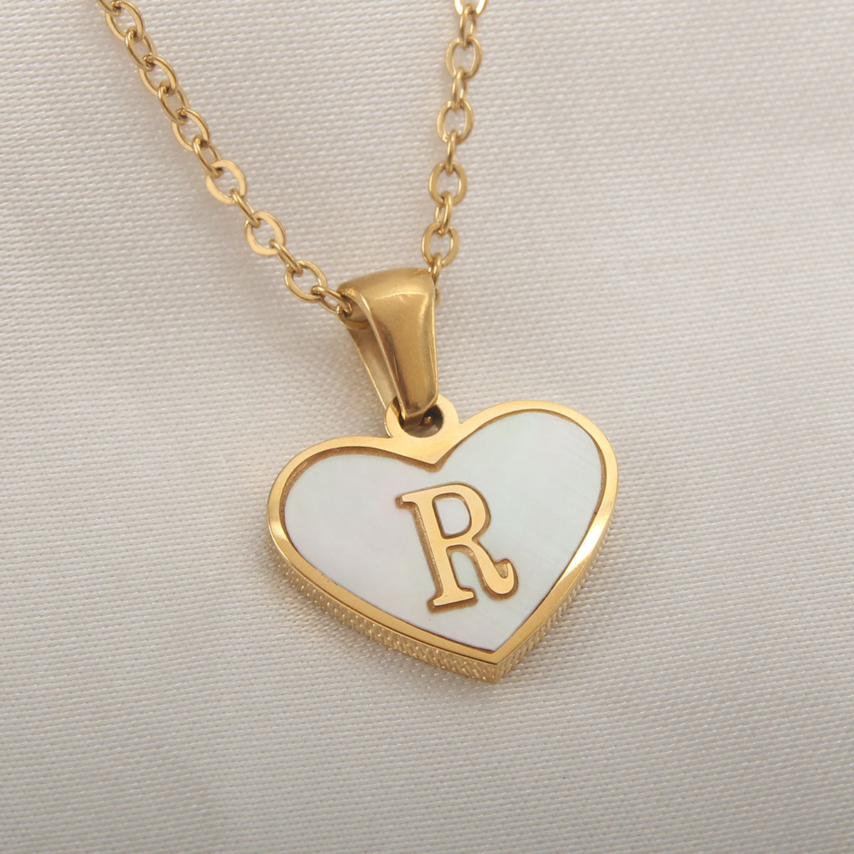 Casual Letter Stainless Steel Plating Inlay Shell Gold Plated Pendant Necklace