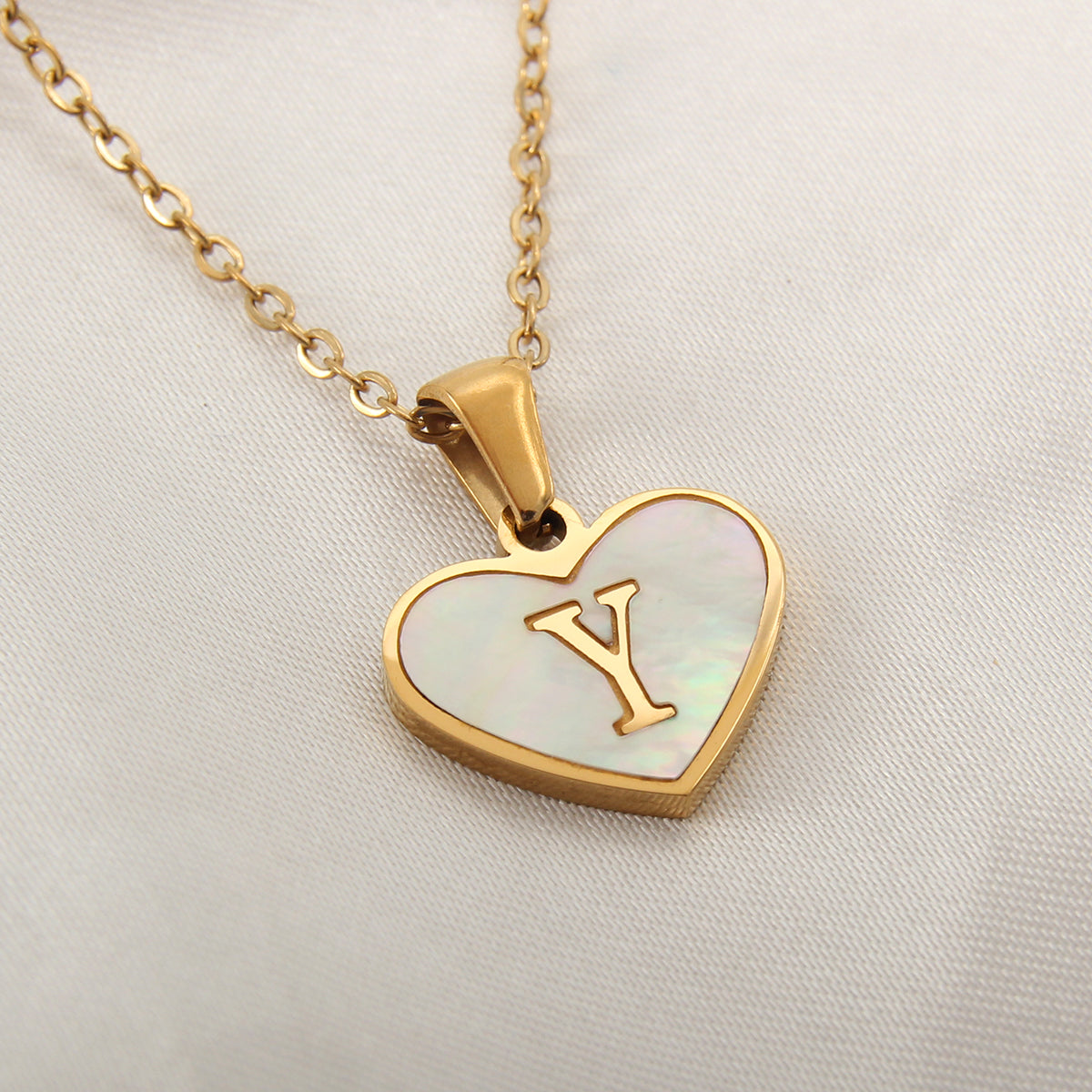 Casual Letter Stainless Steel Plating Inlay Shell Gold Plated Pendant Necklace