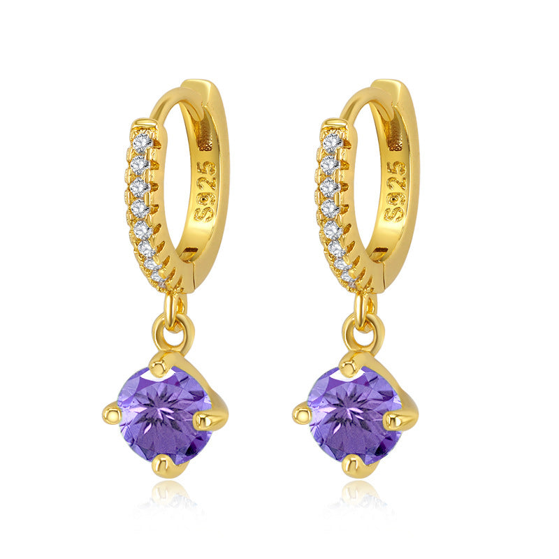 Korean Fashion Geometric Diamond Earrings Female Popular Simple Ear Buckle Wholesale