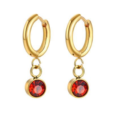 1 Pair Vintage Style Simple Style Geometric Plating Inlay Stainless Steel Zircon Gold Plated Earrings