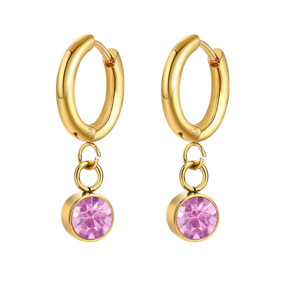 1 Pair Vintage Style Simple Style Geometric Plating Inlay Stainless Steel Zircon Gold Plated Earrings