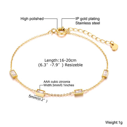 Simple Style Round Titanium Steel Inlay Rhinestones 18k Gold Plated Bracelets