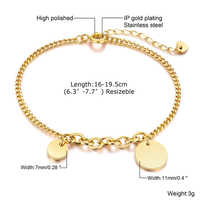 Simple Style Round Titanium Steel Inlay Rhinestones 18k Gold Plated Bracelets