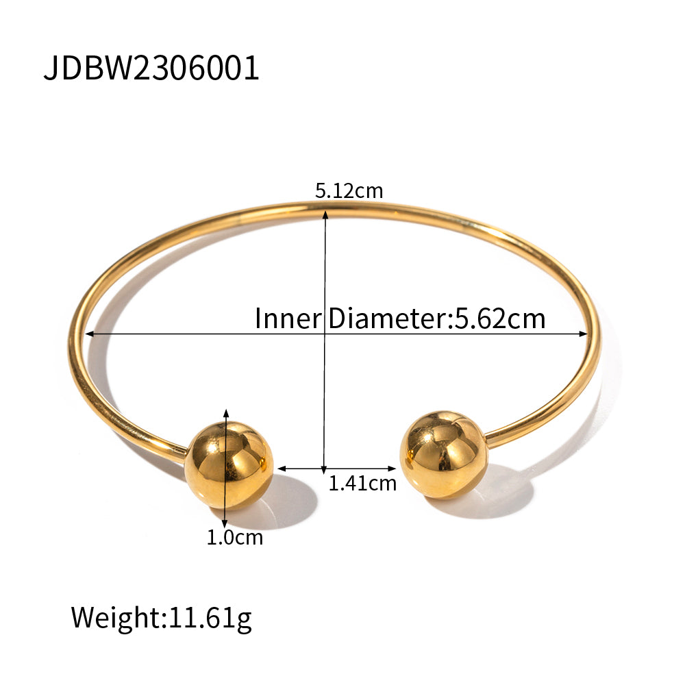 Simple Style Ball Stainless Steel Plating 18k Gold Plated Bangle