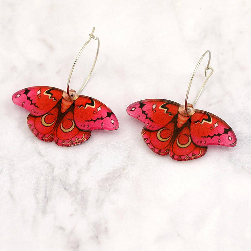 1 Pair Sweet Multicolor Butterfly Arylic Drop Earrings