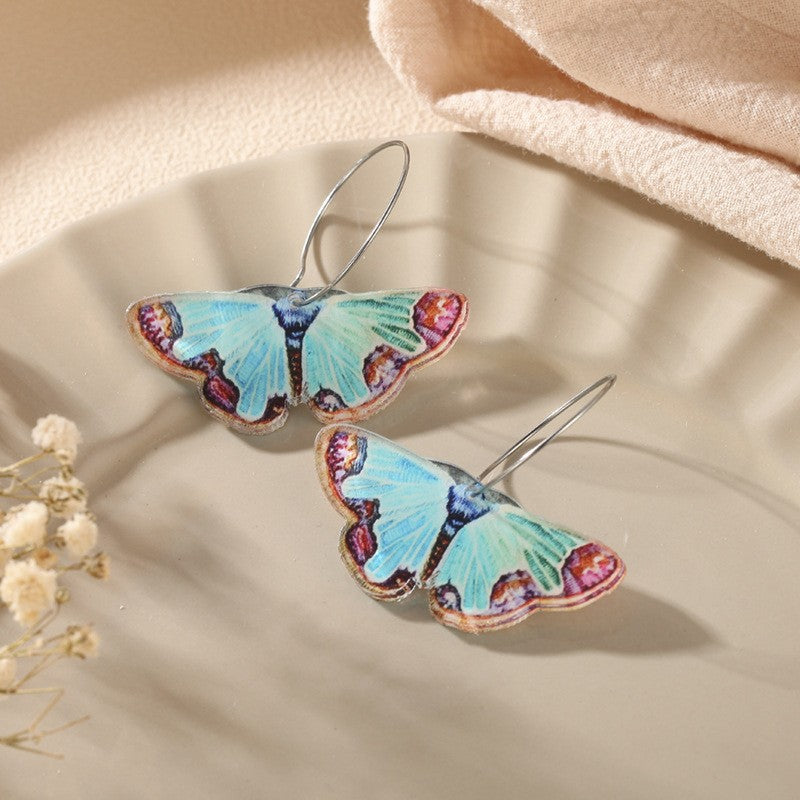 1 Pair Sweet Multicolor Butterfly Arylic Drop Earrings