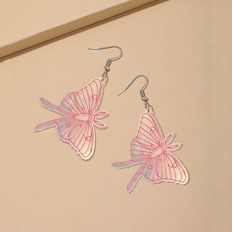 1 Pair Sweet Multicolor Butterfly Arylic Drop Earrings