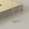 Simple Style Round Sterling Silver Moonstone Pendant Necklace In Bulk