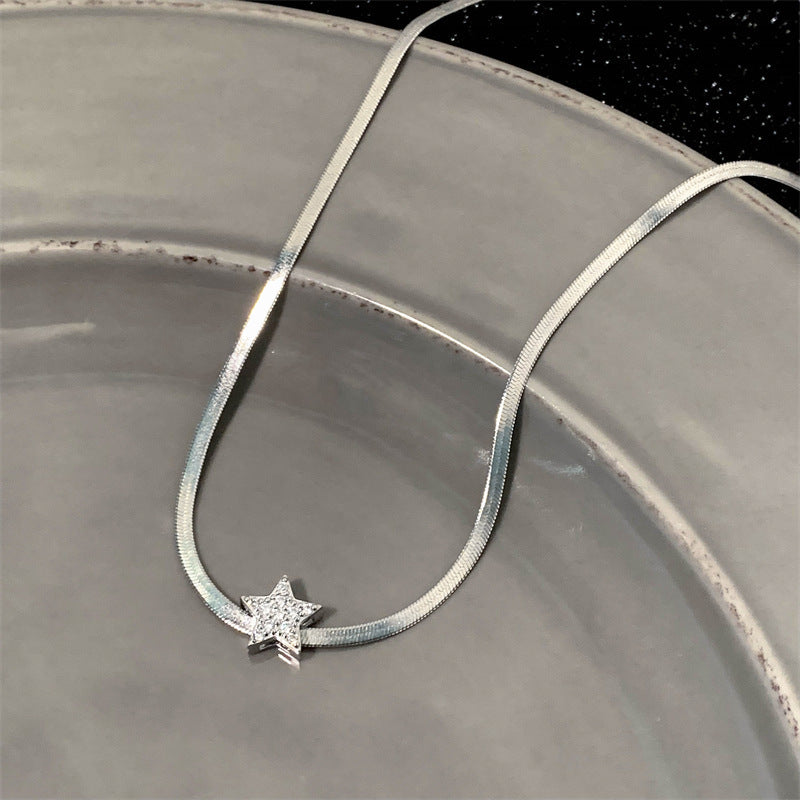 Ig Style Star Titanium Steel Inlay Zircon Necklace