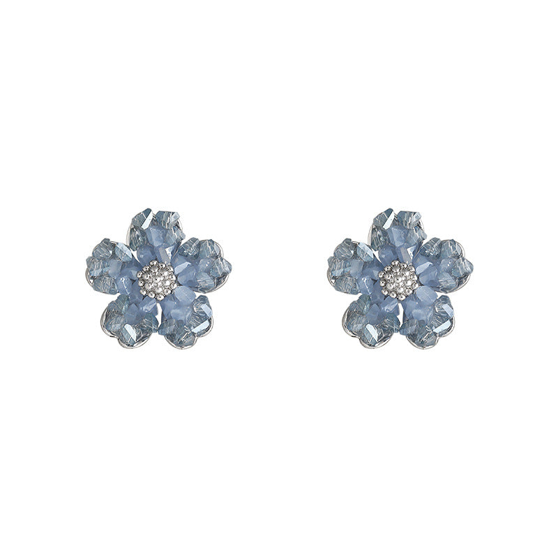 1 Pair Basic Flower Inlay Alloy Zircon Ear Studs