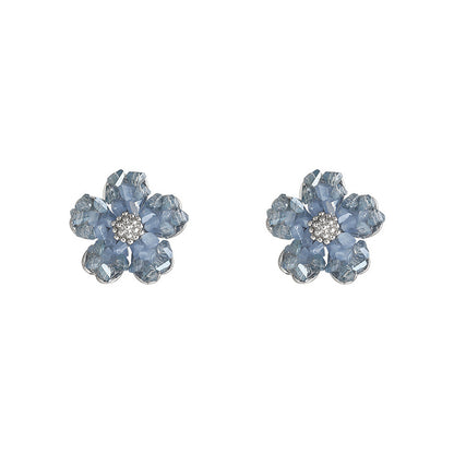 1 Pair Basic Flower Inlay Alloy Zircon Ear Studs