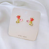 1 Pair Fairy Style Sweet Leaf Flower Spray Paint Inlay Imitation Pearl Alloy Opal Zircon Earrings