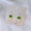 1 Pair Fairy Style Sweet Leaf Flower Spray Paint Inlay Imitation Pearl Alloy Opal Zircon Earrings