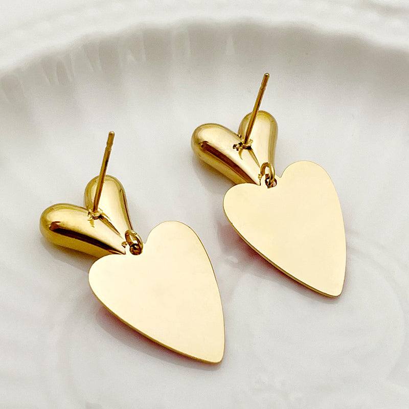 1 Pair Casual Elegant Sweet Heart Shape Enamel Plating Stainless Steel Gold Plated Ear Studs