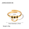 Ig Style Simple Style Round Stainless Steel Plating Chain Inlay Rhinestones 18k Gold Plated Open Rings