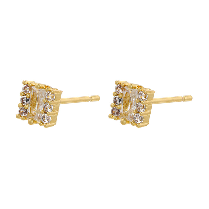 1 Pair Casual Elegant Simple Style Solid Color Plating Inlay Copper Zircon 18k Gold Plated Ear Studs