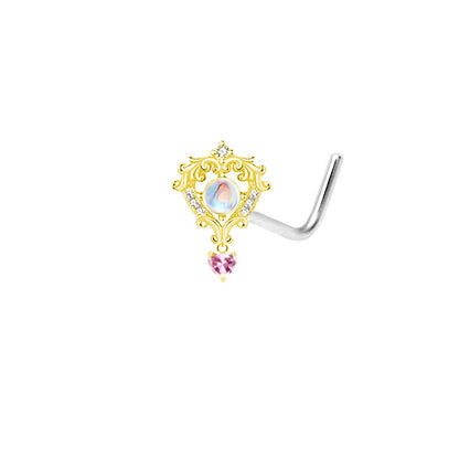 Streetwear Heart Shape Stainless Steel Plating Inlay Zircon Belly Ring