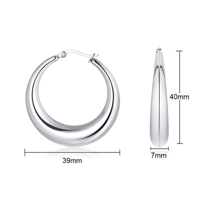 1 Pair Classic Style C Shape Plating Stainless Steel Earrings