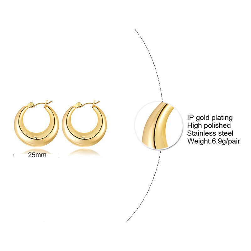 1 Pair Classic Style C Shape Plating Stainless Steel Earrings