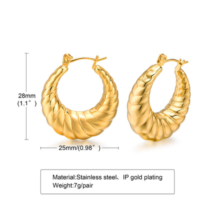 1 Pair Classic Style C Shape Plating Stainless Steel Earrings