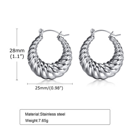 1 Pair Classic Style C Shape Plating Stainless Steel Earrings