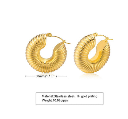 1 Pair Classic Style C Shape Plating Stainless Steel Earrings