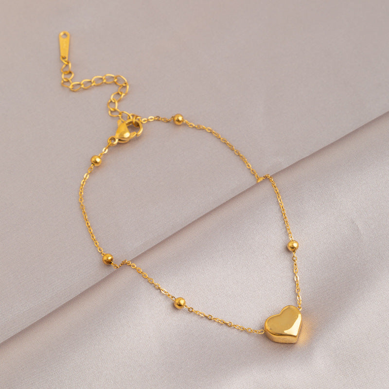 Simple Style Heart Shape Flower Butterfly Resin Titanium Steel Wholesale Anklet