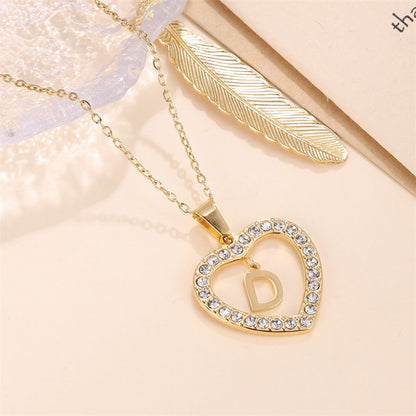 Glam Luxurious Letter Stainless Steel Plating Inlay Zircon 18k Gold Plated Pendant Necklace