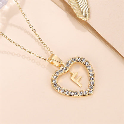 Glam Luxurious Letter Stainless Steel Plating Inlay Zircon 18k Gold Plated Pendant Necklace