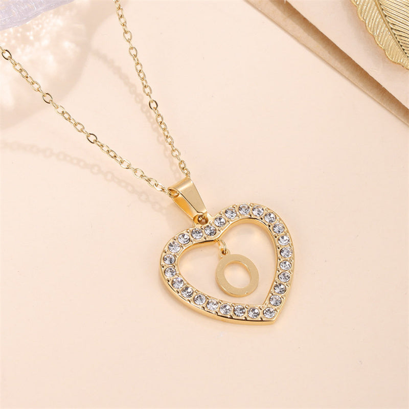 Glam Luxurious Letter Stainless Steel Plating Inlay Zircon 18k Gold Plated Pendant Necklace