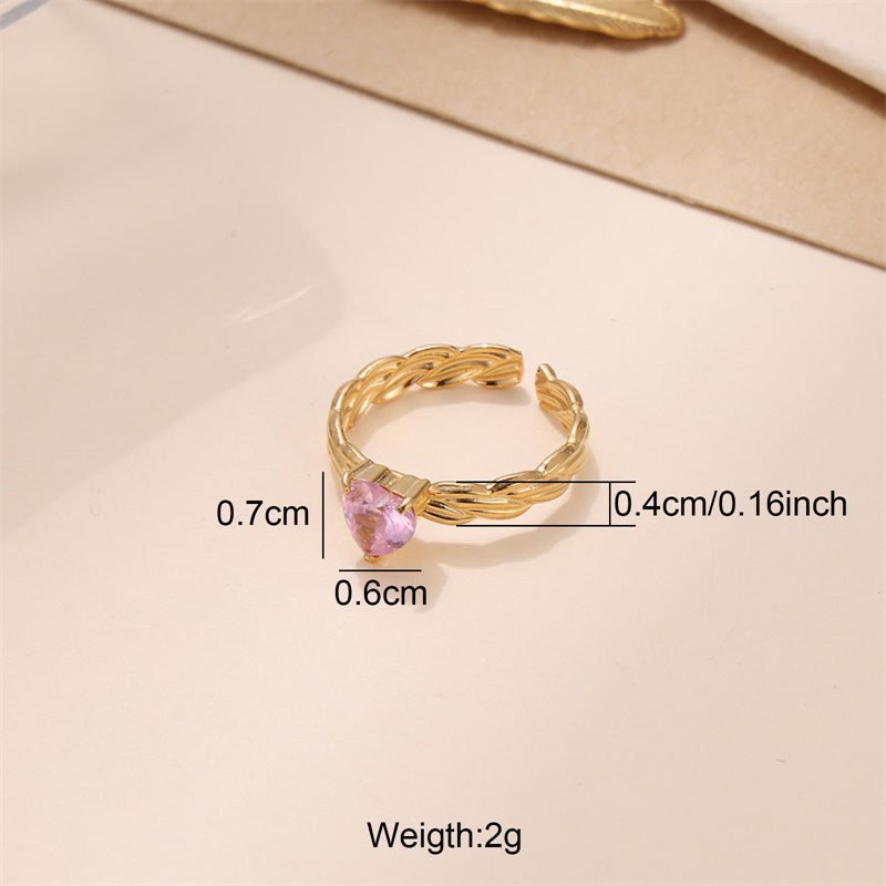 Glam Luxurious Stainless Steel Plating Inlay Zircon 18k Gold Plated Open Rings