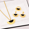 Elegant Semicircle Titanium Steel Inlay Shell Women's Earrings Necklace