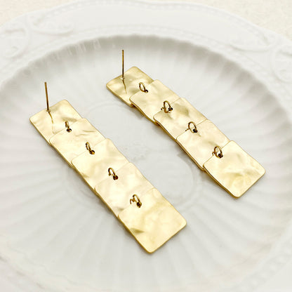 1 Pair Classical Roman Style Geometric Plating Stainless Steel Gold Plated Drop Earrings