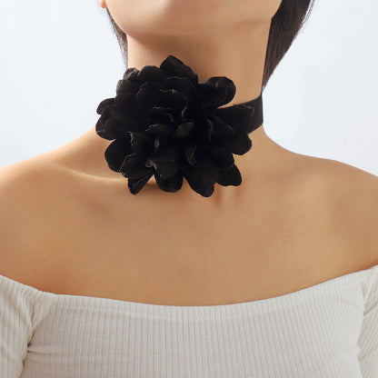 Lady Flower Petal Cloth Women's Choker