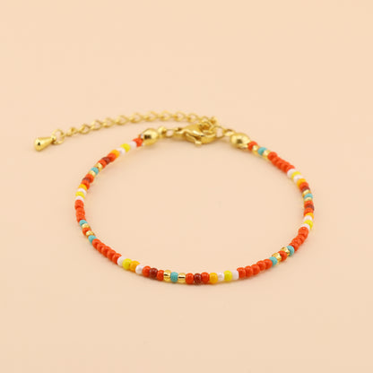 Wholesale Jewelry Handmade Color Block Glass Metal Beaded Bracelets