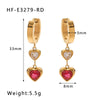 1 Pair Simple Style Round Heart Shape Inlay Titanium Steel Zircon Drop Earrings