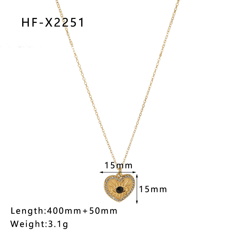 Ig Style Korean Style Geometric Stainless Steel Titanium Steel Inlay Zircon Necklace