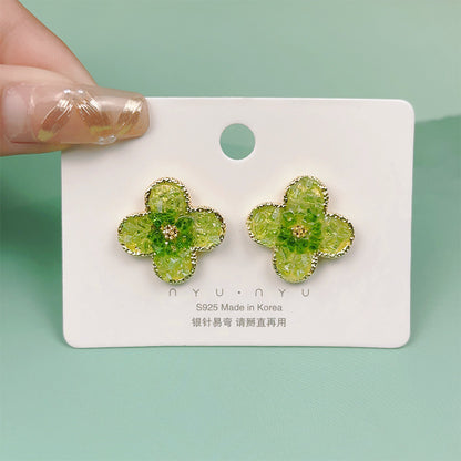 1 Pair Cute Heart Shape Flower Bow Knot Plating Inlay Alloy Artificial Gemstones Drop Earrings Ear Studs