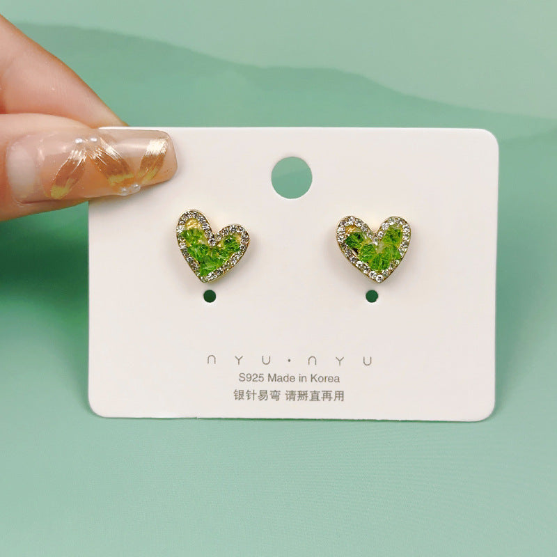 1 Pair Cute Heart Shape Flower Bow Knot Plating Inlay Alloy Artificial Gemstones Drop Earrings Ear Studs