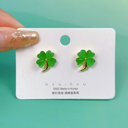 1 Pair Cute Heart Shape Flower Bow Knot Plating Inlay Alloy Artificial Gemstones Drop Earrings Ear Studs