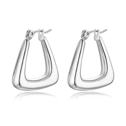 Simple Style Solid Color Stainless Steel Gold Plated Earrings 1 Pair