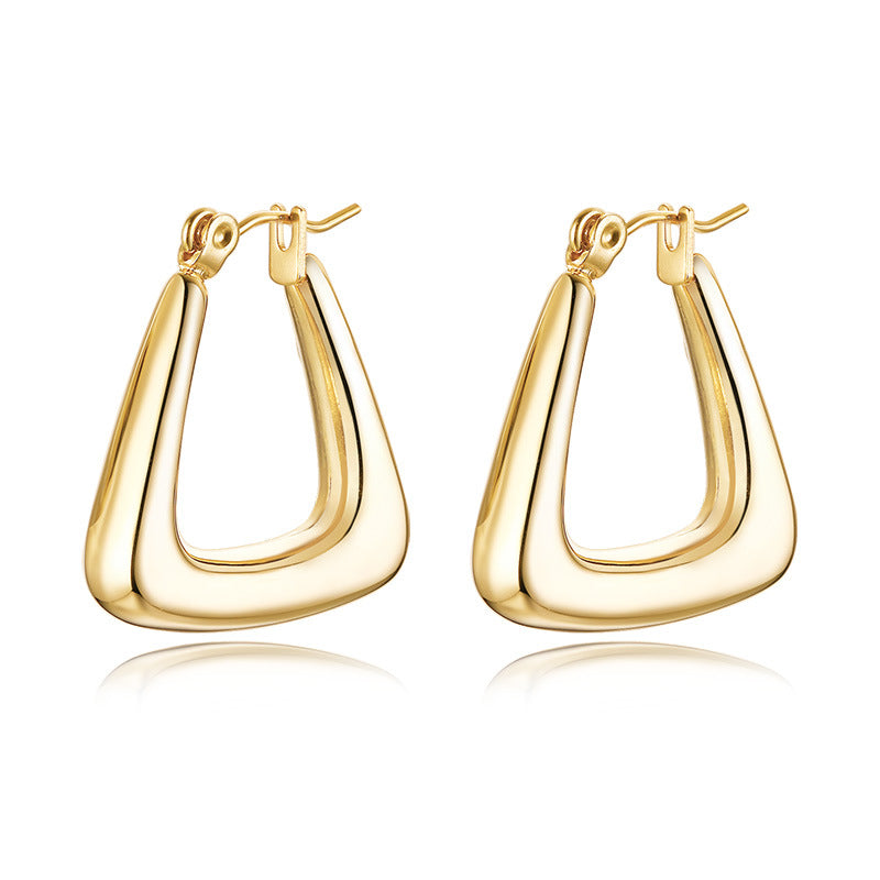 Simple Style Solid Color Stainless Steel Gold Plated Earrings 1 Pair