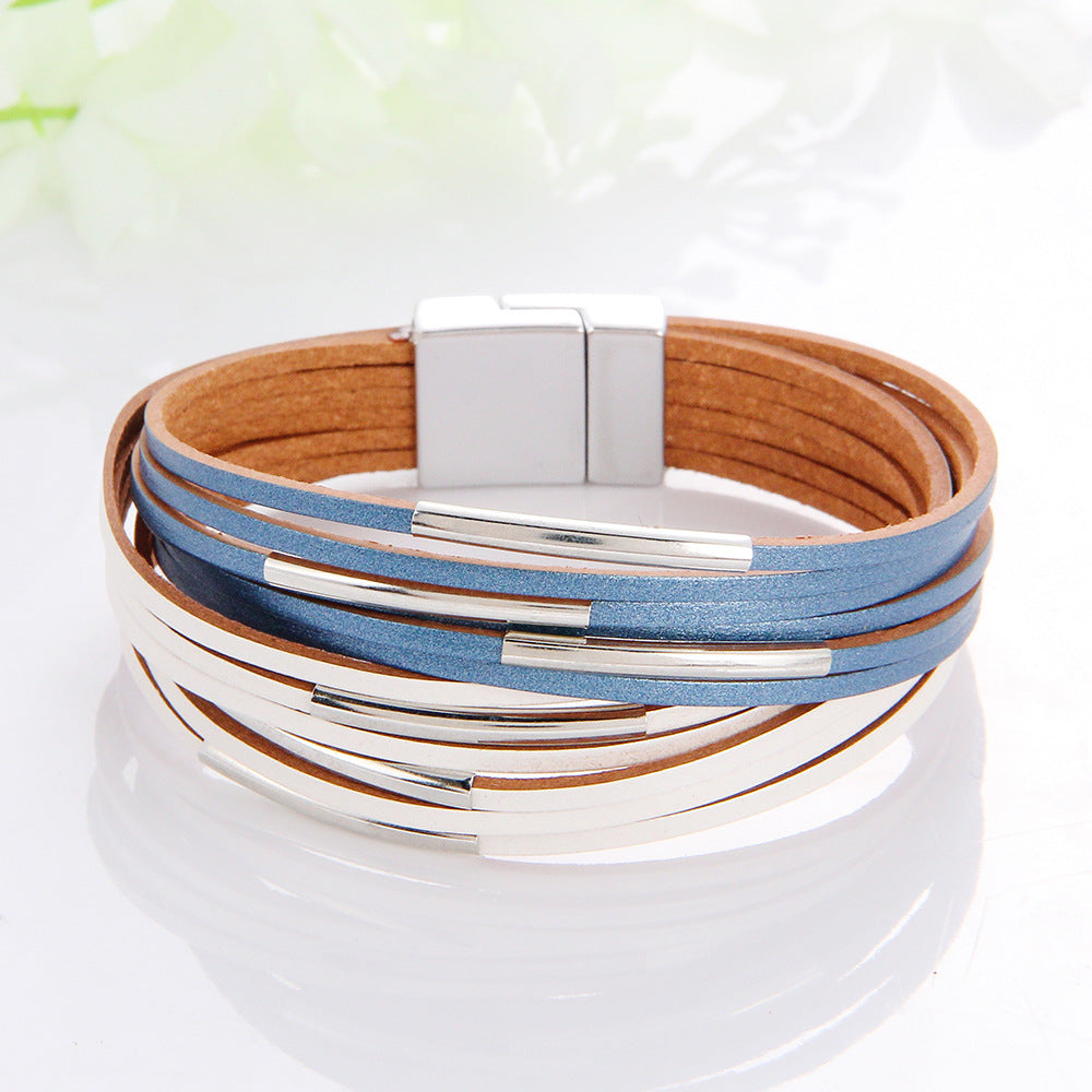 Wholesale Jewelry Simple Style Streetwear Geometric Pu Leather Bangle